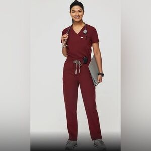 Figs Small Burgundy Yola Skinny Scrub Pants (regular)